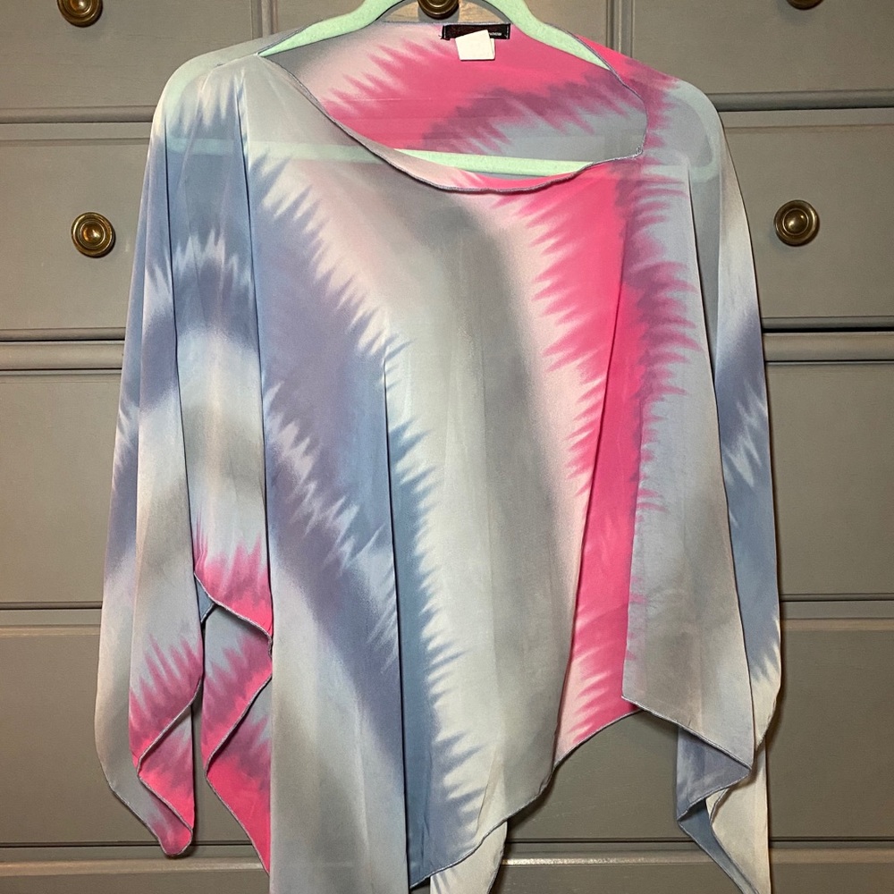 Pink, white, gray, and blue cover up. Size small